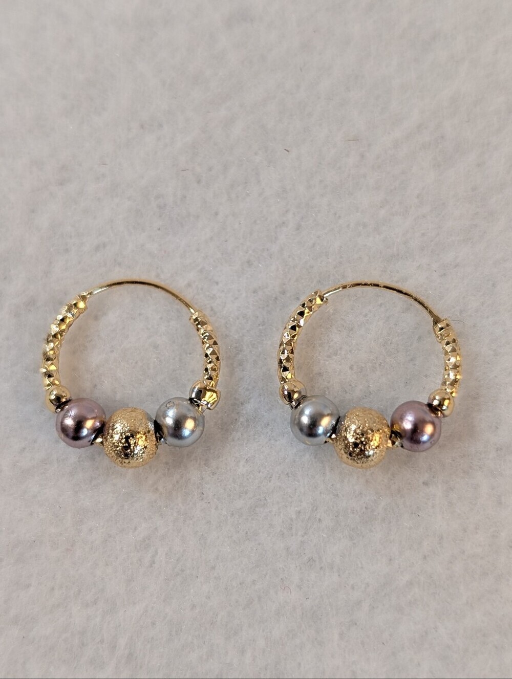 Tricolor Beaded Loop Earrings